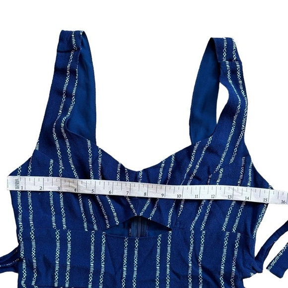 Lulus Sedona Navy Blue Print Dress A-Line Flowy Summer Women’s Small Cutout - Picture 11 of 15